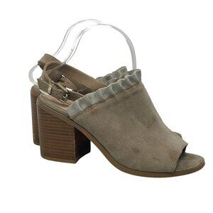 Sbicca Frilly Sandals Size 7 Ruffle Open Toe Buckle Slingback Suede Leather